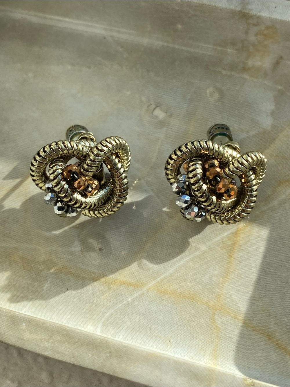 Gold-Tone Knot Cluster Stud Earrings with Mixed Crystals by Kenneth Cole